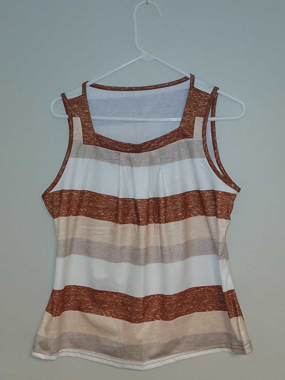 Striped Sleeveless Tank Top in Rust, Cream & White - Picture 1 of 3